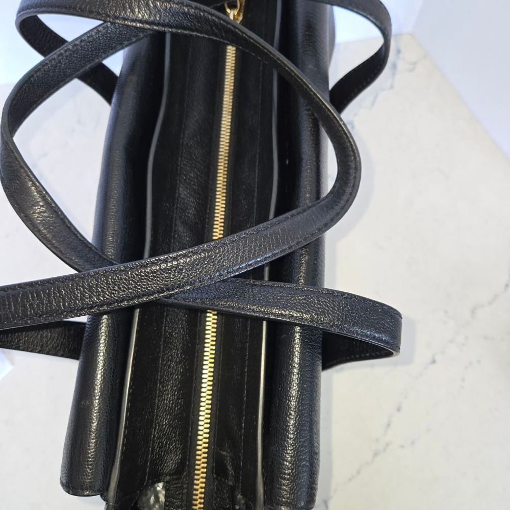 Henri Bendel Black Leather Handbag with Woven Detailing & Gold-toned hardware - Picture 15 of 15